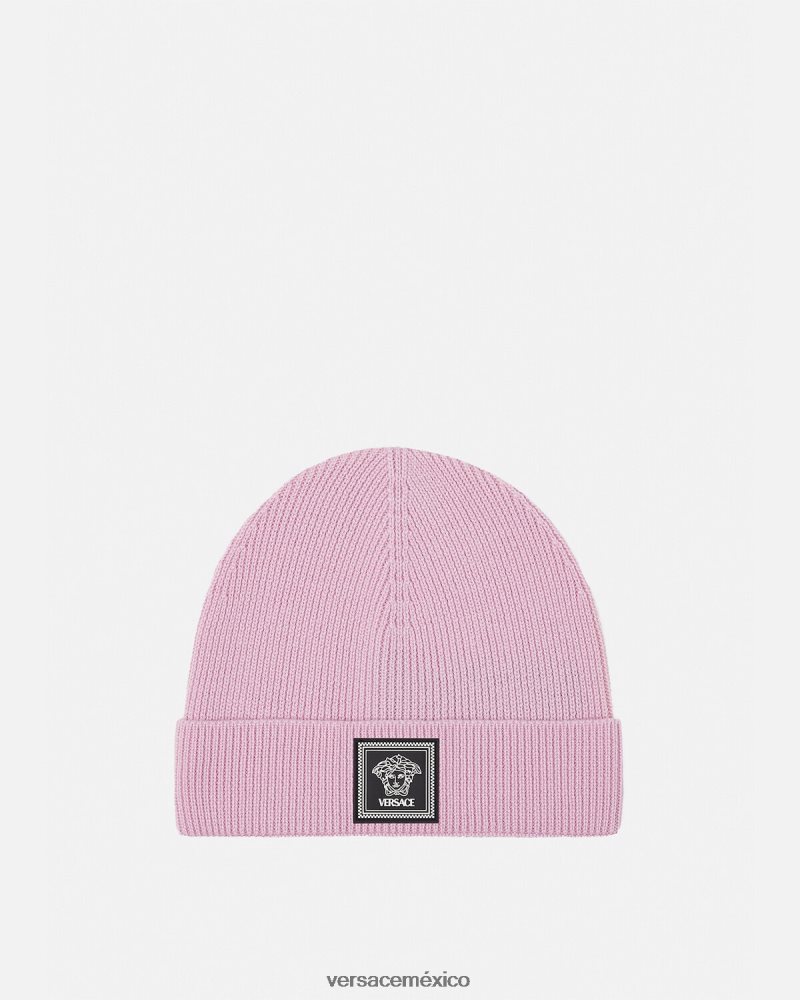 Versace gorro de lana con medusa Rosa claro accesorios mujer 84626J880