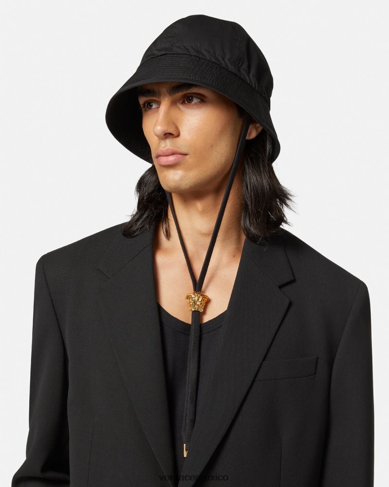 Versace sombrero de pescador con medusa negro accesorios mujer 84626J1700
