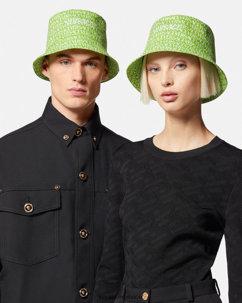 Versace sombrero de pescador integral verde y estampado accesorios mujer 84626J905