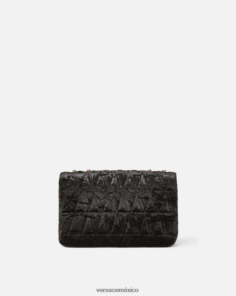 Versace bolso de hombro virtus de terciopelo negro bolsas mujer 84626J373