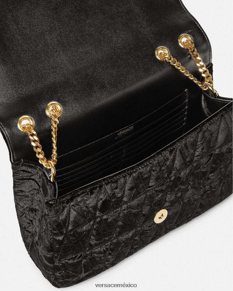Versace bolso de hombro virtus de terciopelo negro bolsas mujer 84626J373