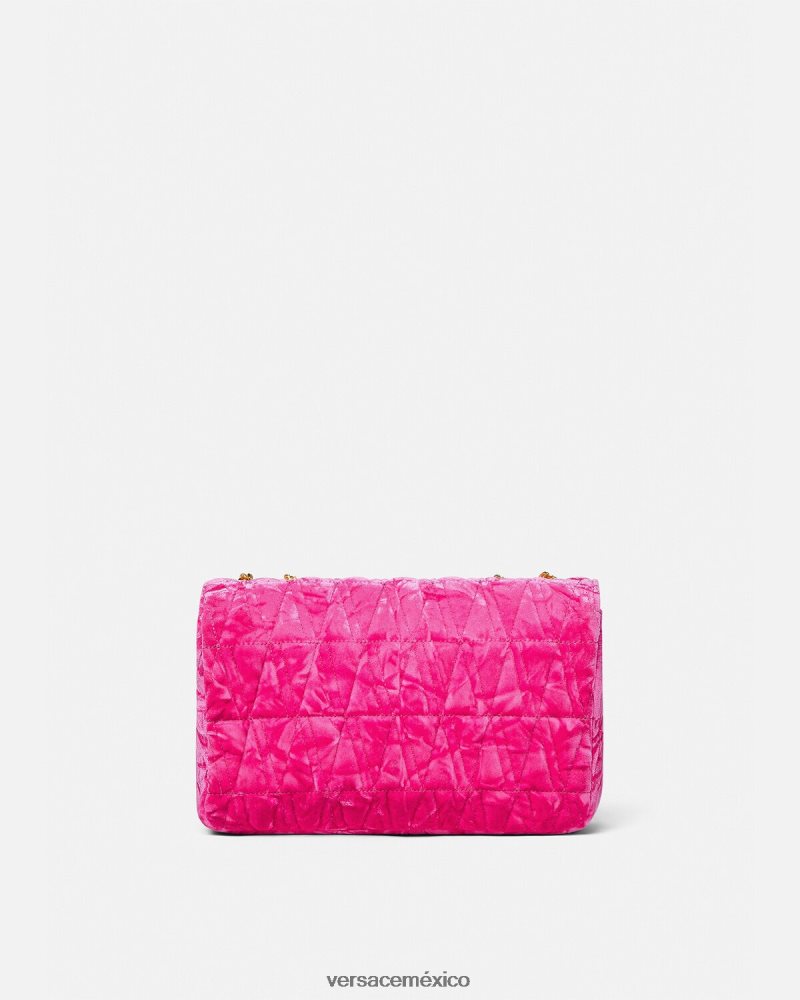 Versace bolso de hombro virtus de terciopelo rosa bolsas mujer 84626J376