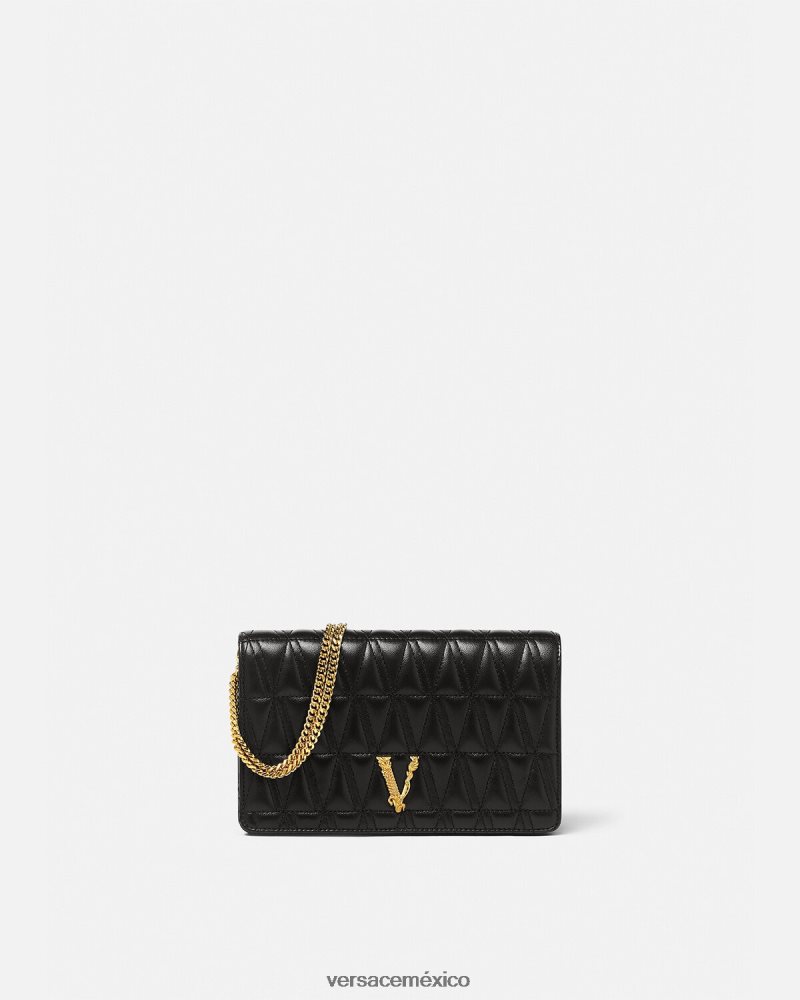Versace embrague virtuoso negro bolsas mujer 84626J369