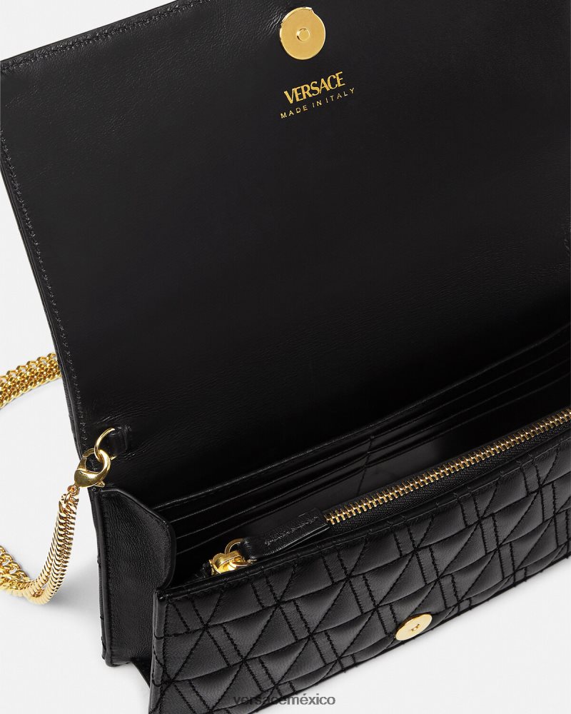 Versace embrague virtuoso negro bolsas mujer 84626J369