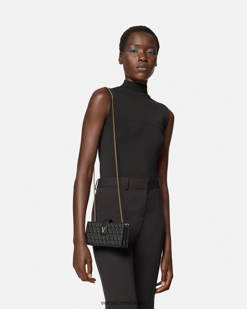 Versace embrague virtuoso negro bolsas mujer 84626J374