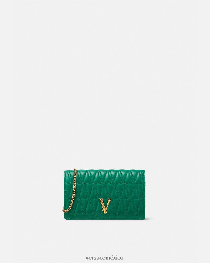 Versace embrague virtuoso verde bolsas mujer 84626J370