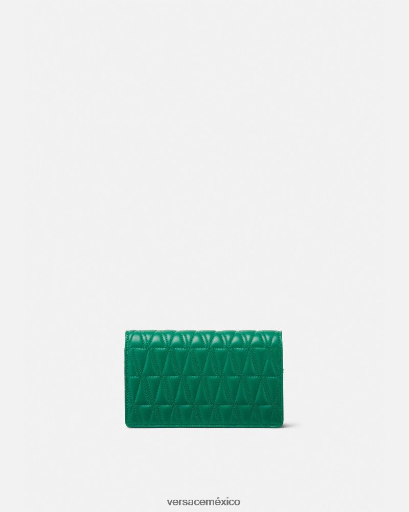 Versace embrague virtuoso verde bolsas mujer 84626J370