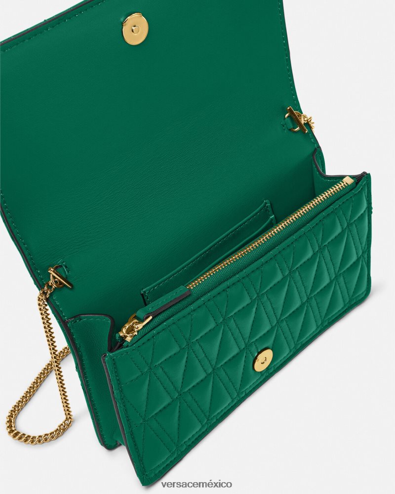 Versace embrague virtuoso verde bolsas mujer 84626J370