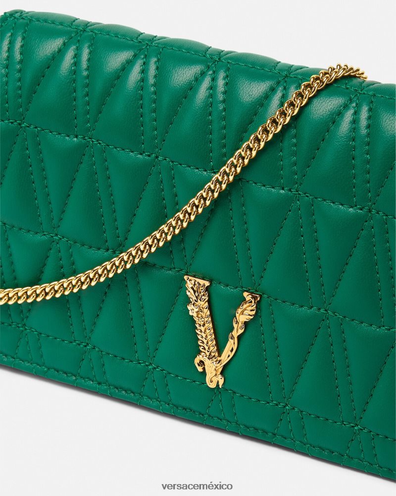Versace embrague virtuoso verde bolsas mujer 84626J370