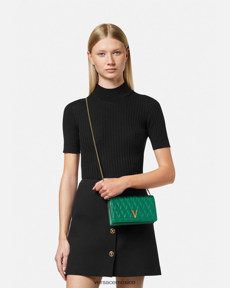 Versace embrague virtuoso verde bolsas mujer 84626J370