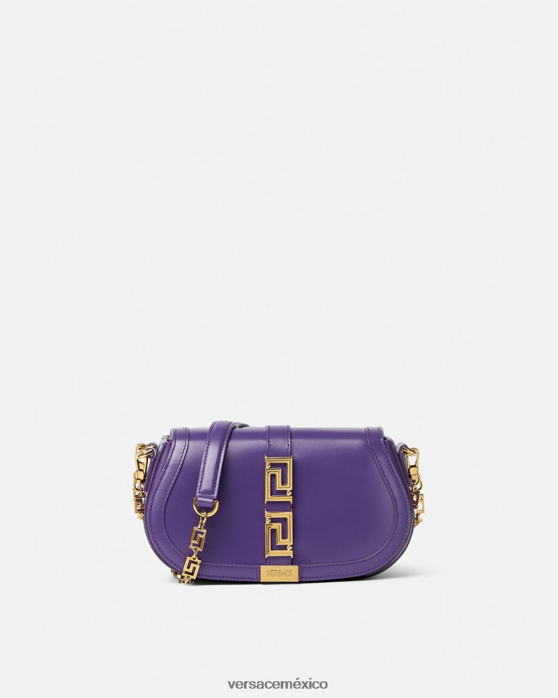 Versace bolso de hombro con greca diosa Violeta bolsas mujer 84626J264