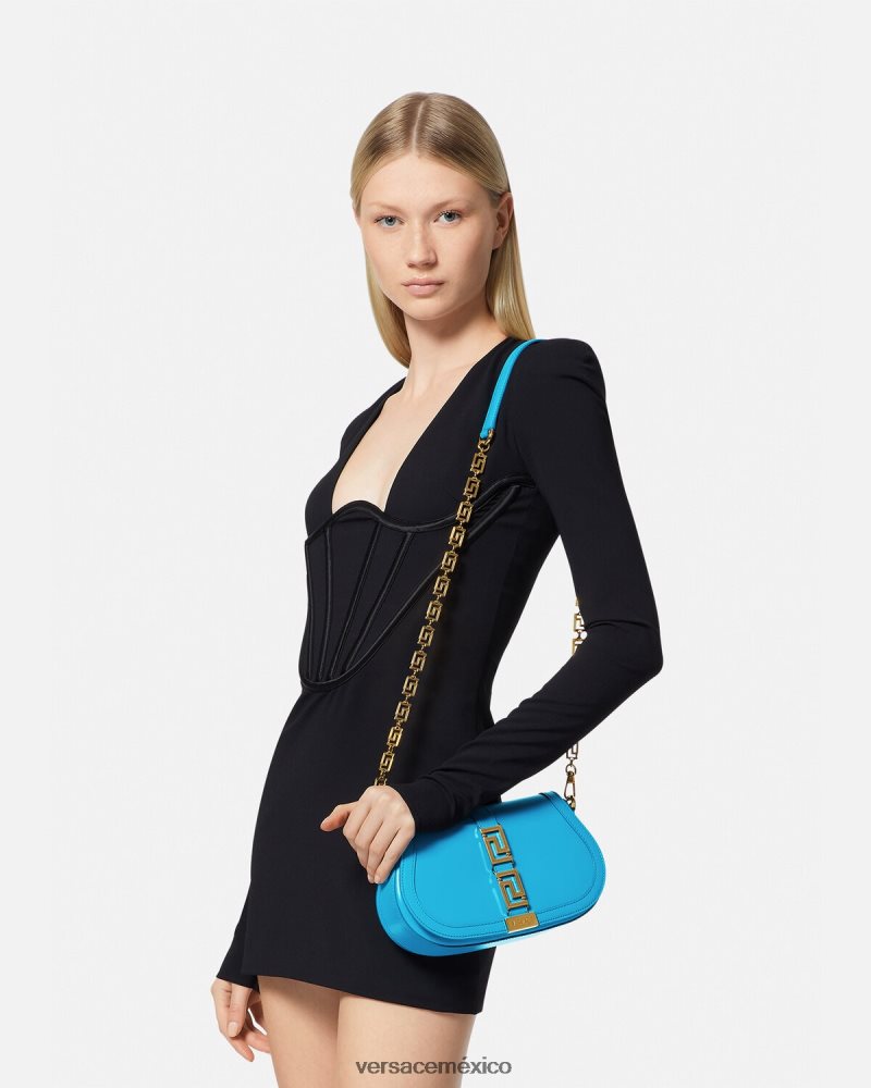 Versace bolso de hombro con greca diosa dv azul bolsas mujer 84626J266
