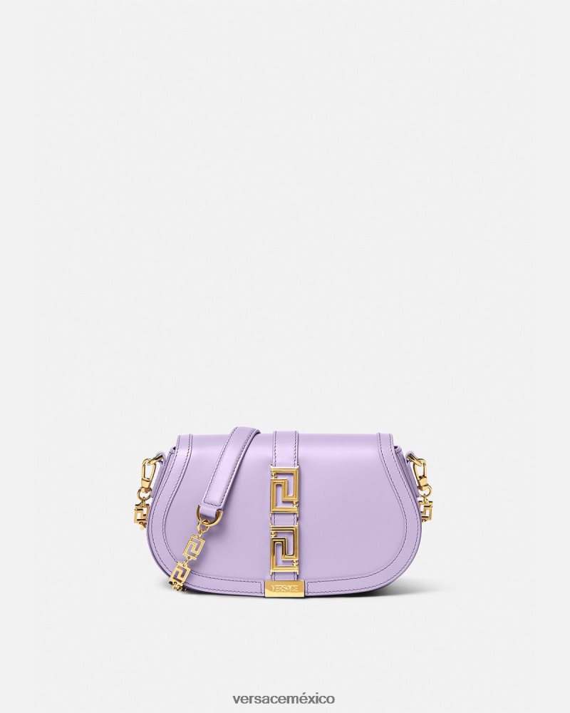Versace bolso de hombro con greca diosa lila bolsas mujer 84626J265