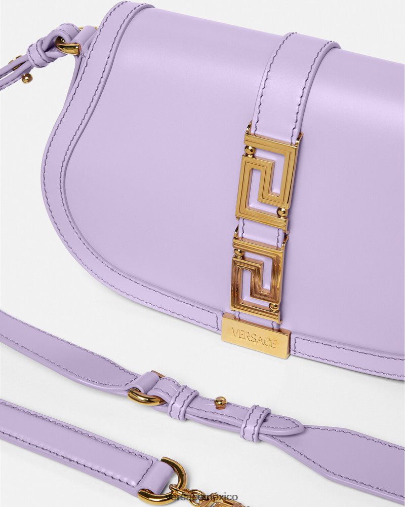 Versace bolso de hombro con greca diosa lila bolsas mujer 84626J265