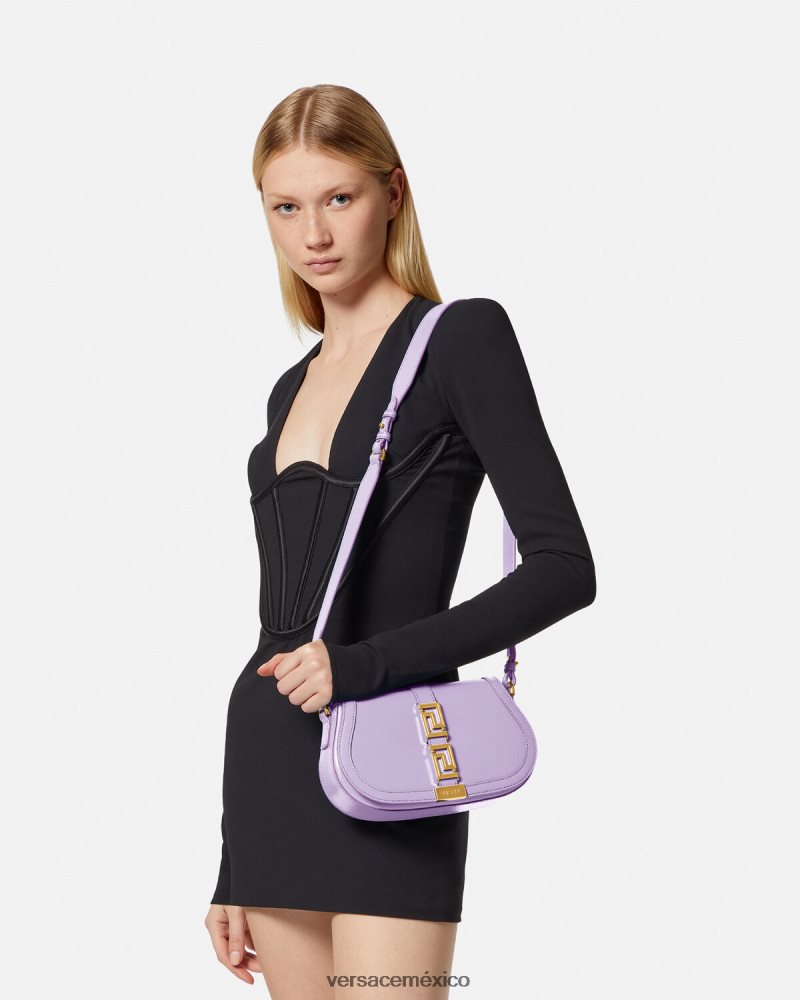 Versace bolso de hombro con greca diosa lila bolsas mujer 84626J265