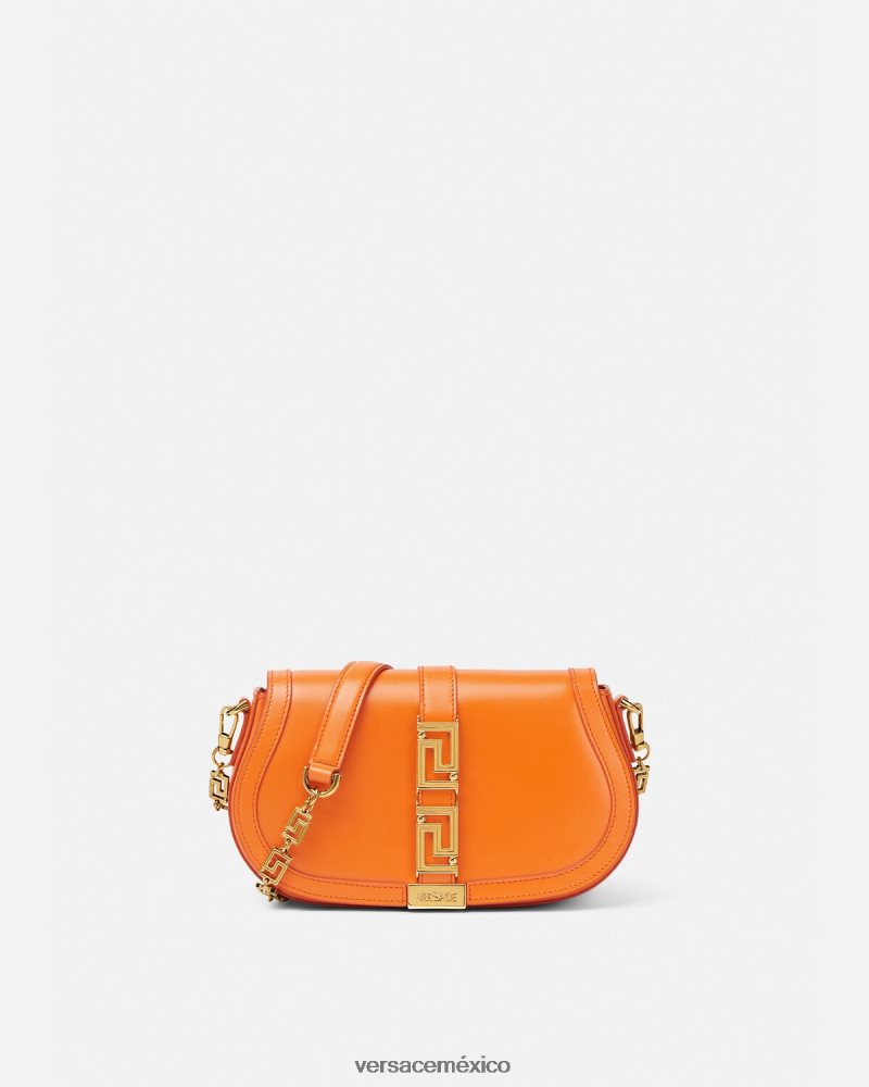 Versace bolso de hombro con greca diosa naranja bolsas mujer 84626J250