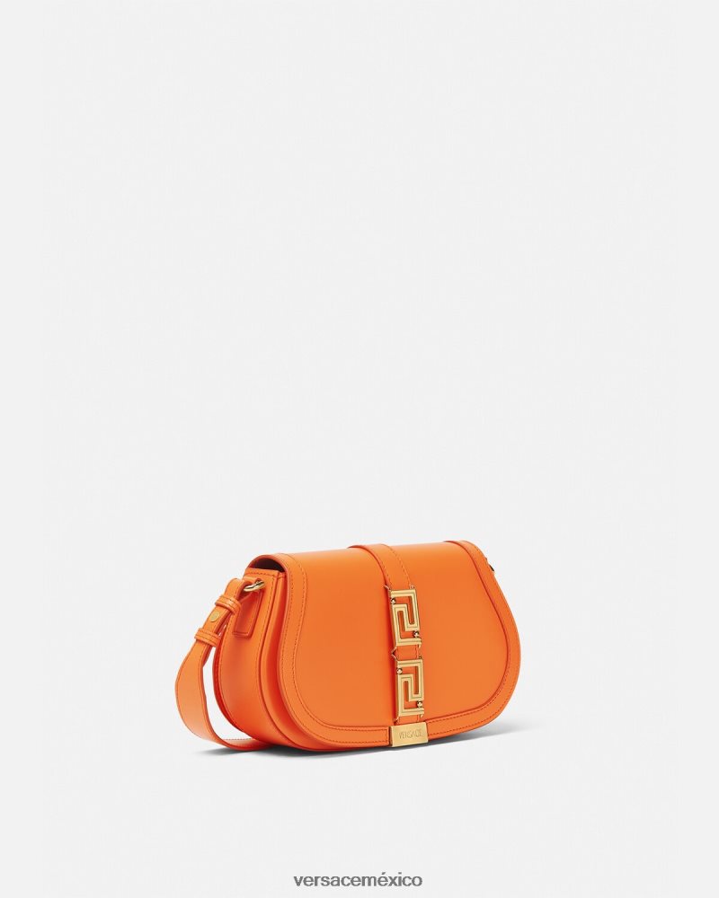 Versace bolso de hombro con greca diosa naranja bolsas mujer 84626J250