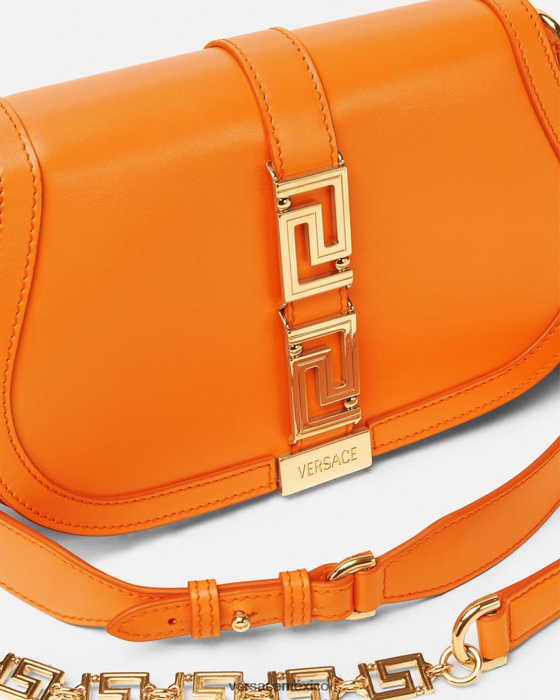 Versace bolso de hombro con greca diosa naranja bolsas mujer 84626J250