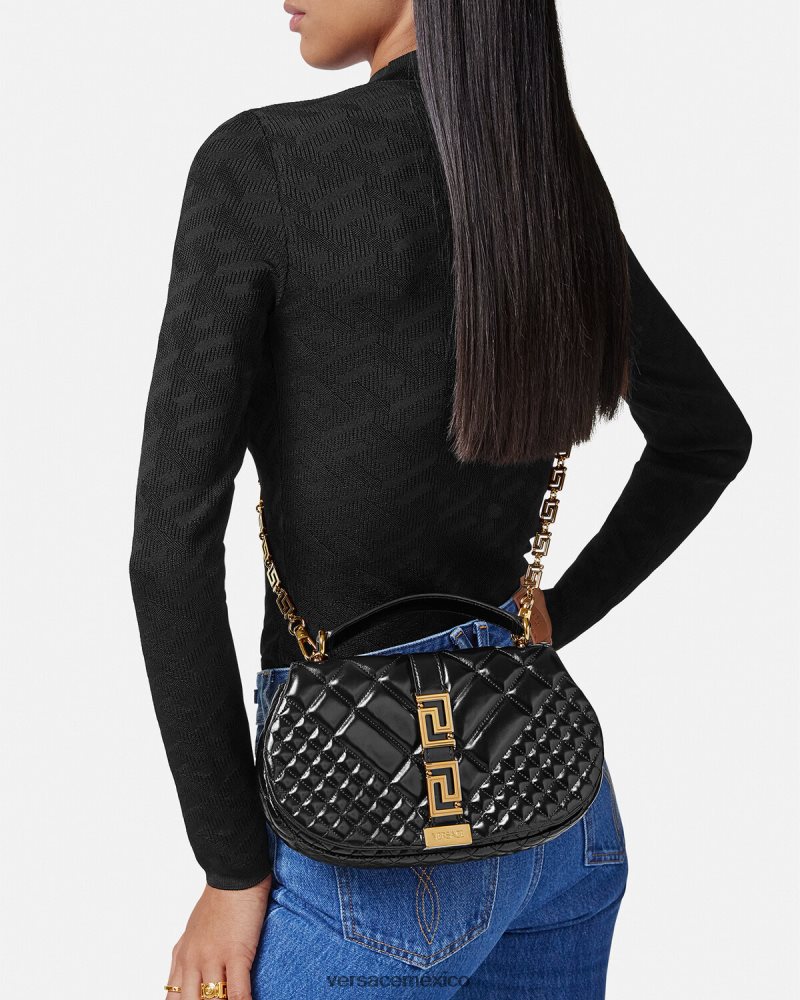 Versace bolso de hombro con greca diosa negro bolsas mujer 84626J246