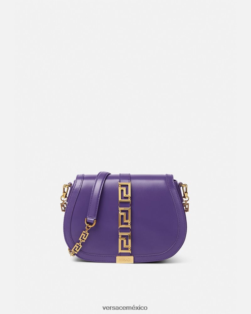 Versace bolso de hombro grande con greca diosa Violeta bolsas mujer 84626J271