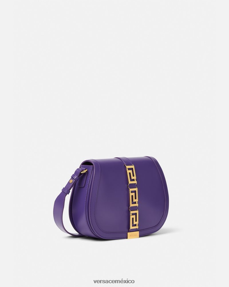 Versace bolso de hombro grande con greca diosa Violeta bolsas mujer 84626J271