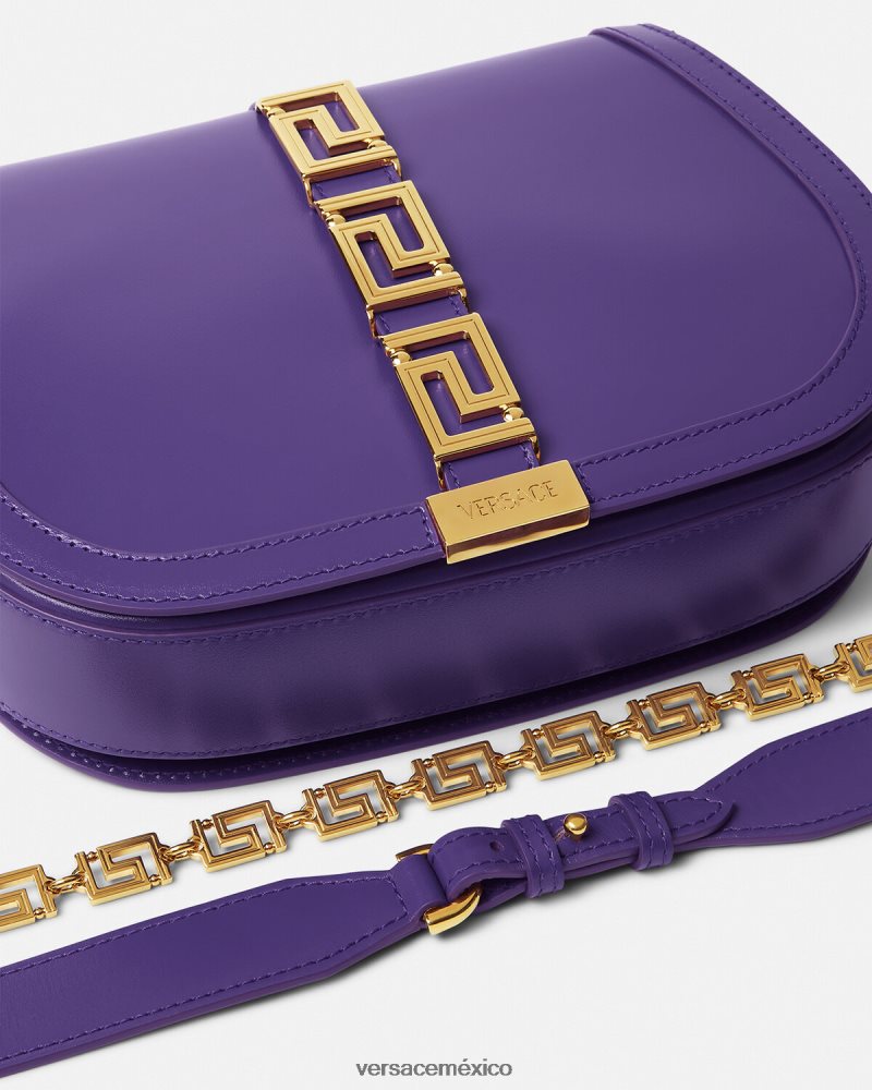 Versace bolso de hombro grande con greca diosa Violeta bolsas mujer 84626J271