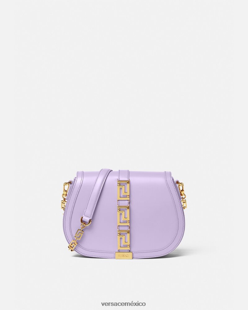 Versace bolso de hombro grande con greca diosa lila bolsas mujer 84626J272