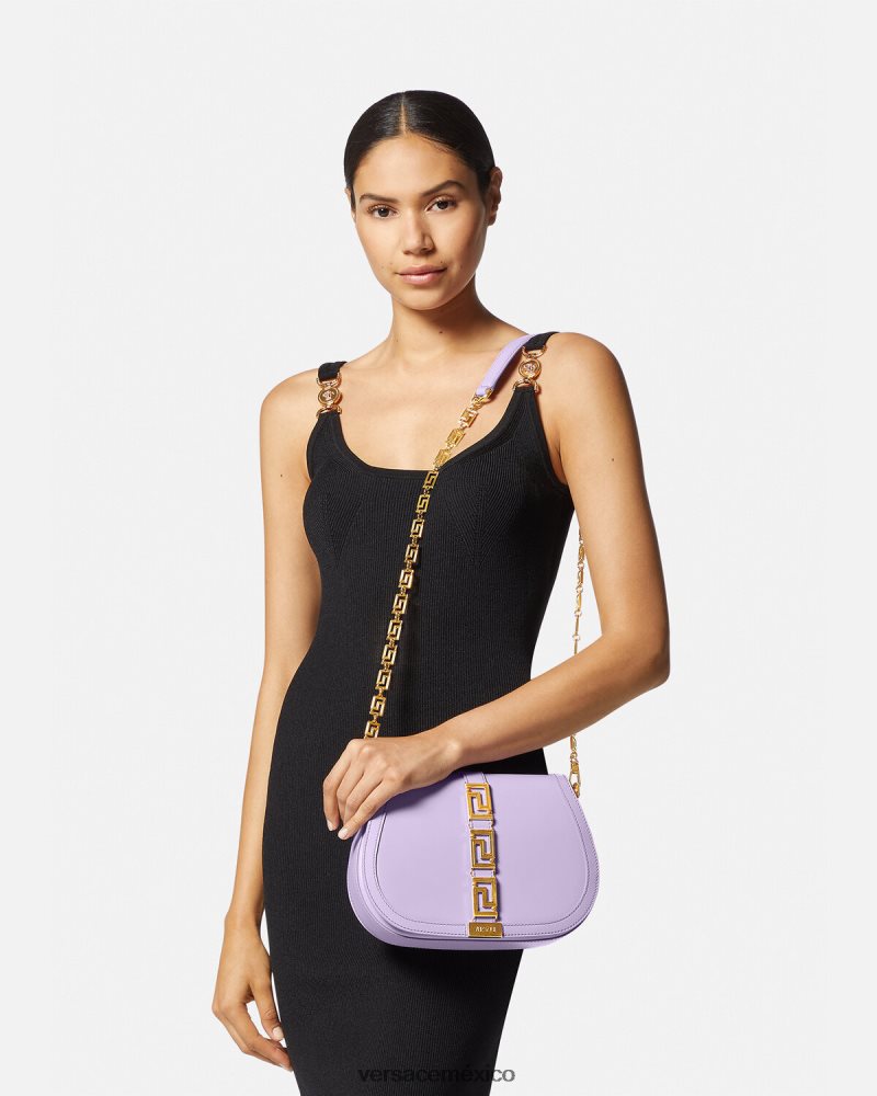 Versace bolso de hombro grande con greca diosa lila bolsas mujer 84626J272