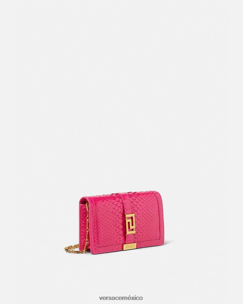 Versace bolso mini con greca diosa de pitón rosa bolsas mujer 84626J258