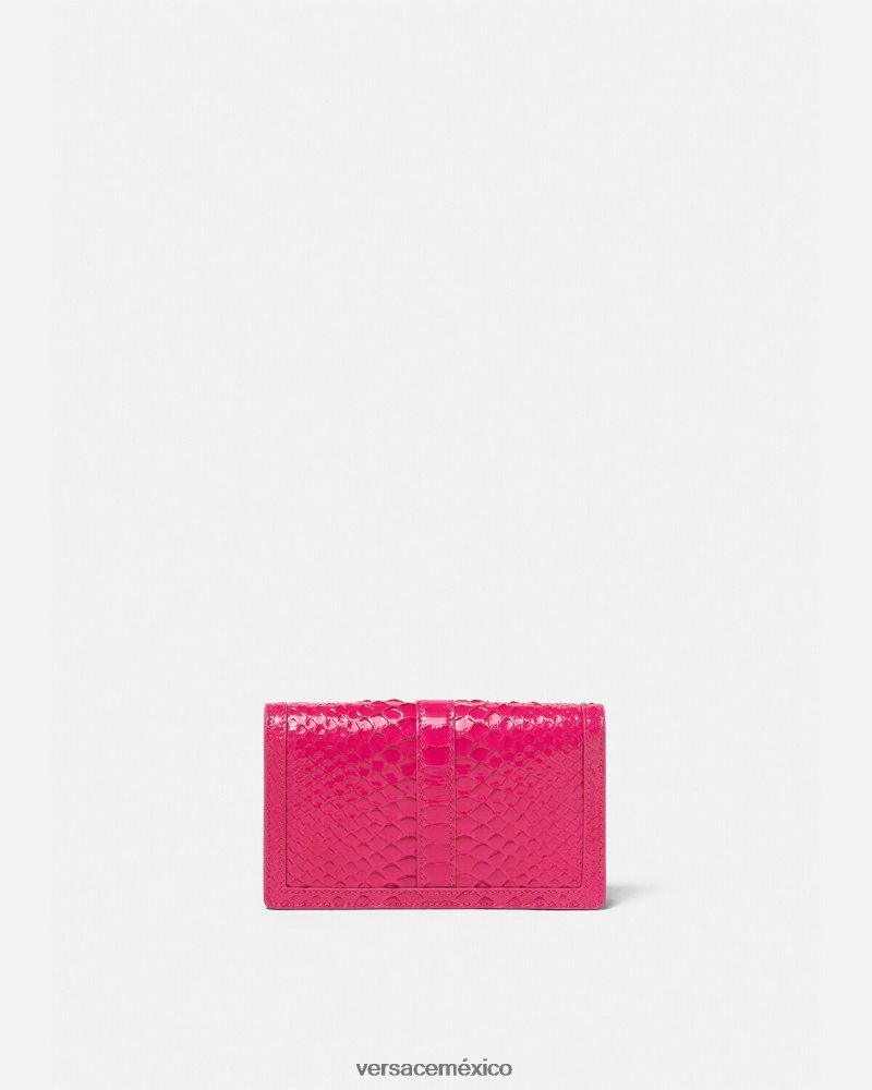 Versace bolso mini con greca diosa de pitón rosa bolsas mujer 84626J258
