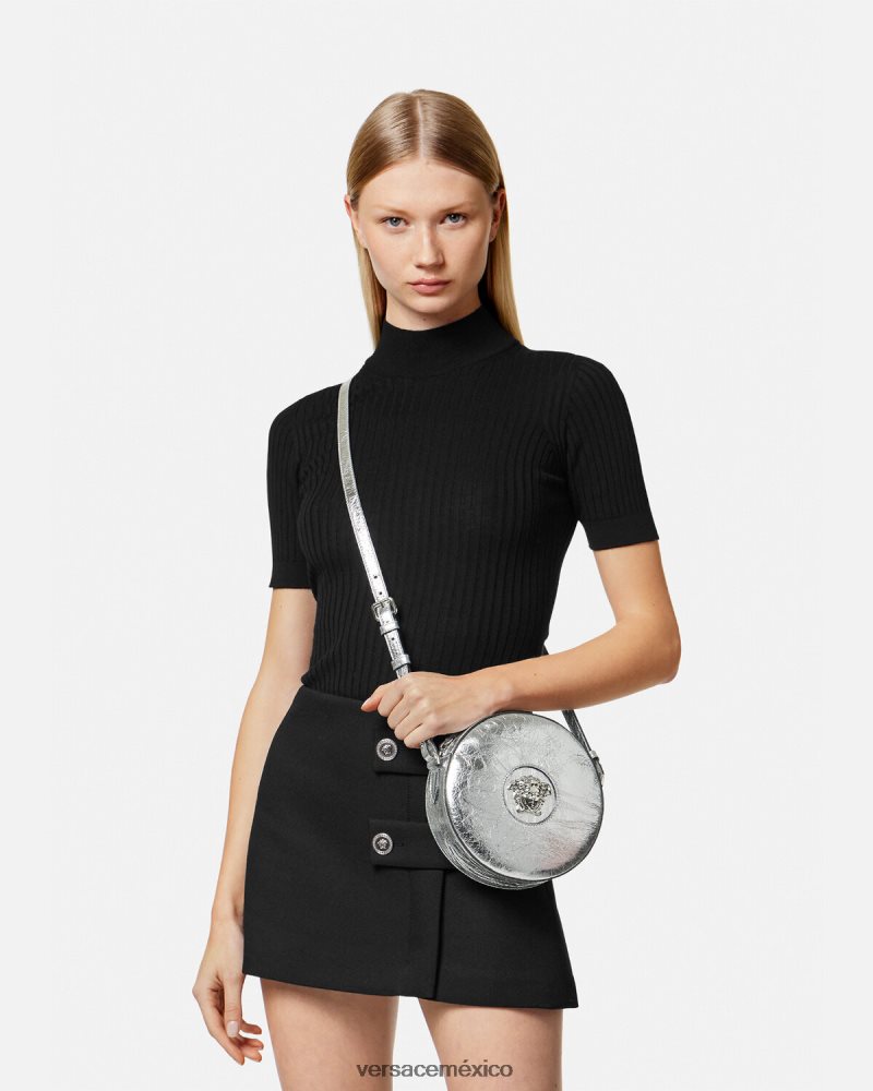 Versace bandolera redonda con medusa gris bolsas mujer 84626J338