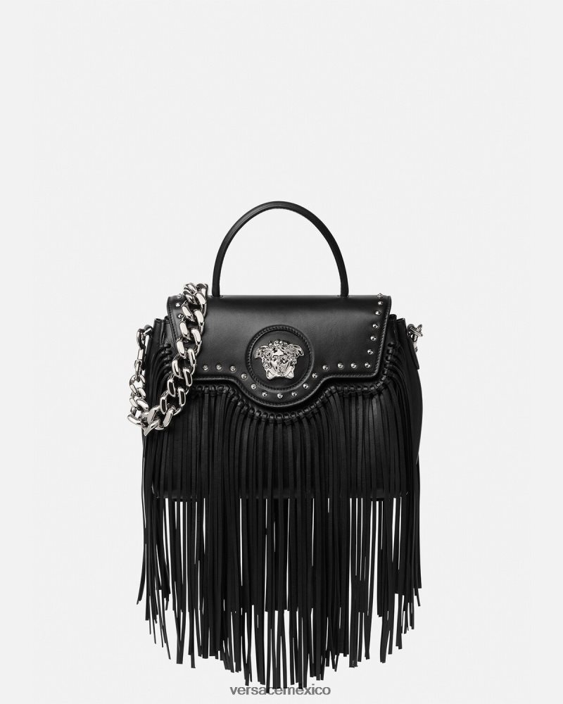 Versace bolso de mano con flecos la medusa negro bolsas mujer 84626J363