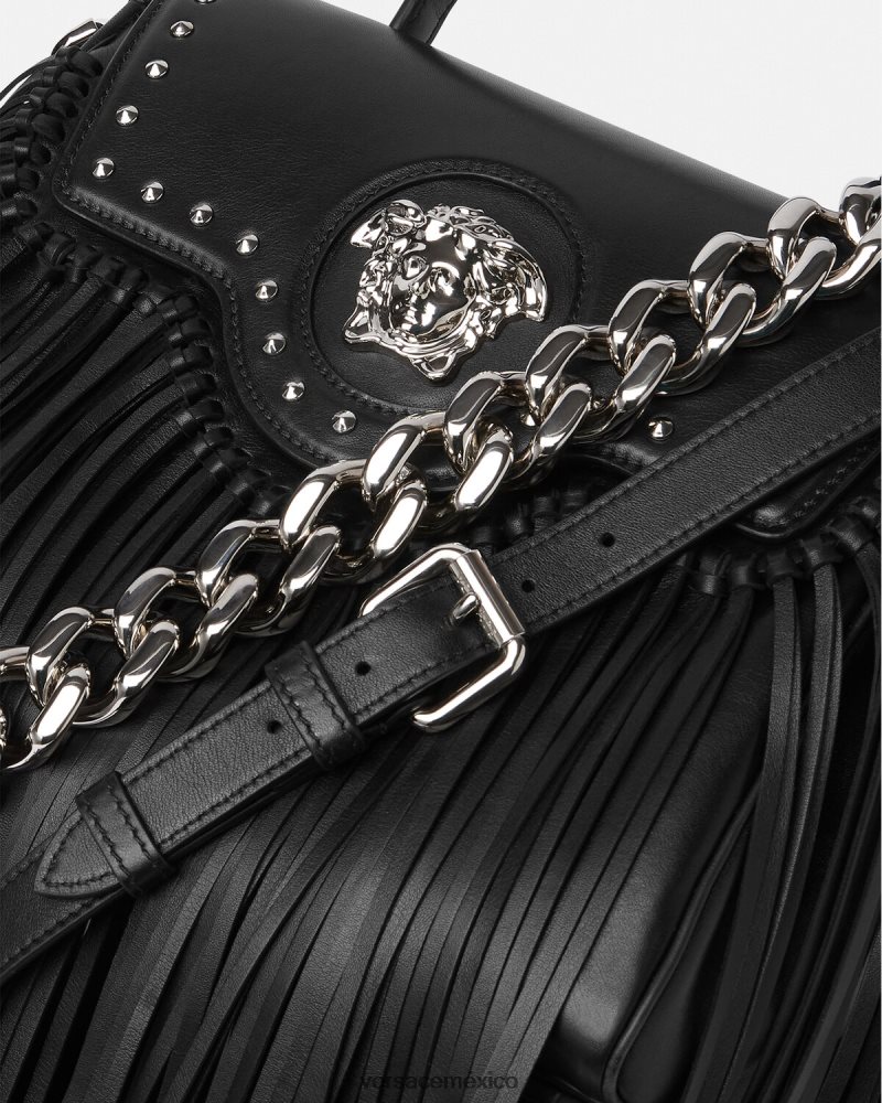 Versace bolso de mano con flecos la medusa negro bolsas mujer 84626J363
