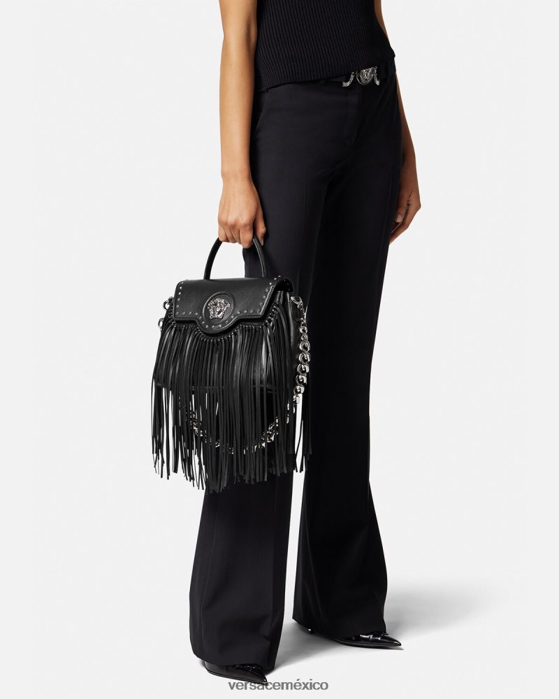 Versace bolso de mano con flecos la medusa negro bolsas mujer 84626J363