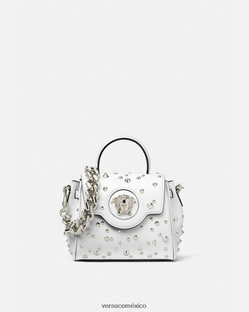 Versace bolso de mano pequeño con pinchos la medusa blanco bolsas mujer 84626J351