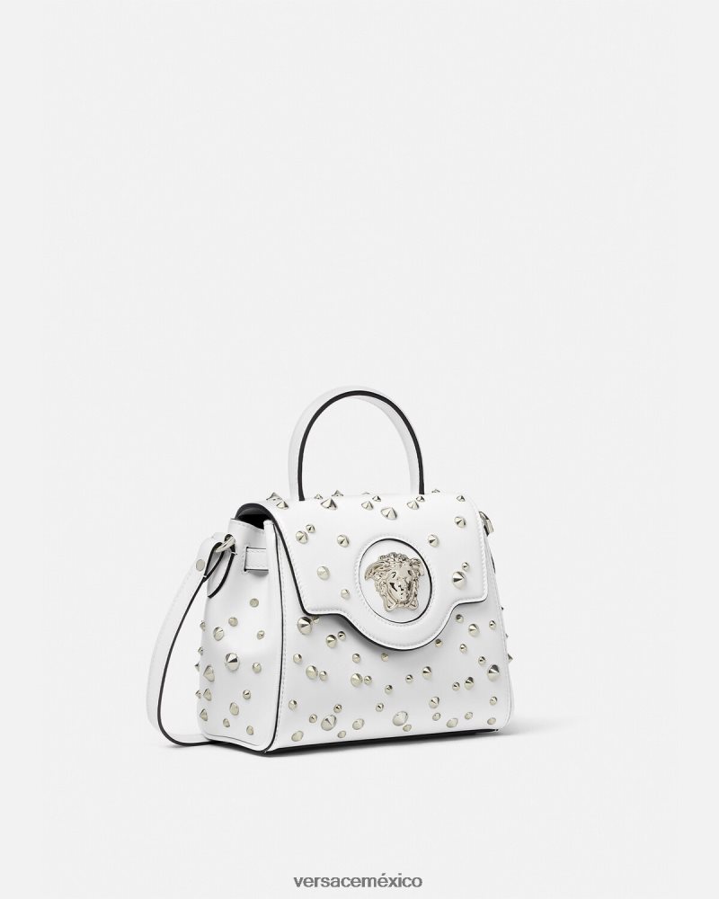 Versace bolso de mano pequeño con pinchos la medusa blanco bolsas mujer 84626J351