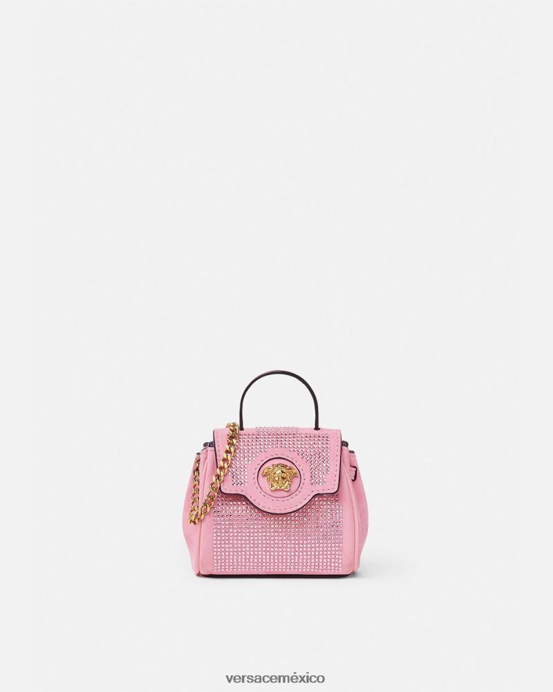Versace bolso micro con tachuelas la medusa rosa bolsas mujer 84626J328