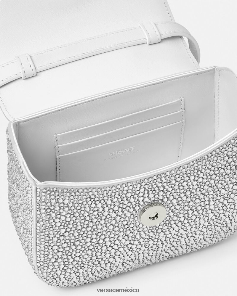 Versace bolso mini con medusa de cristales blanco bolsas mujer 84626J314