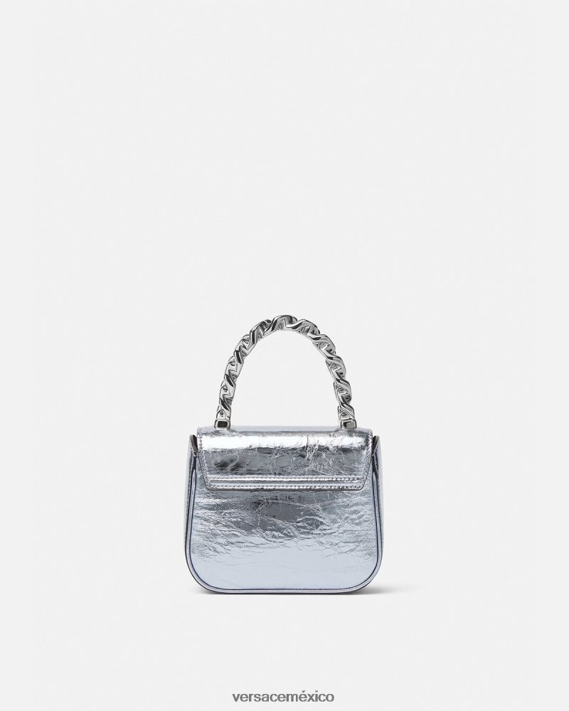 Versace bolso mini metalizado la medusa azul claro bolsas mujer 84626J302