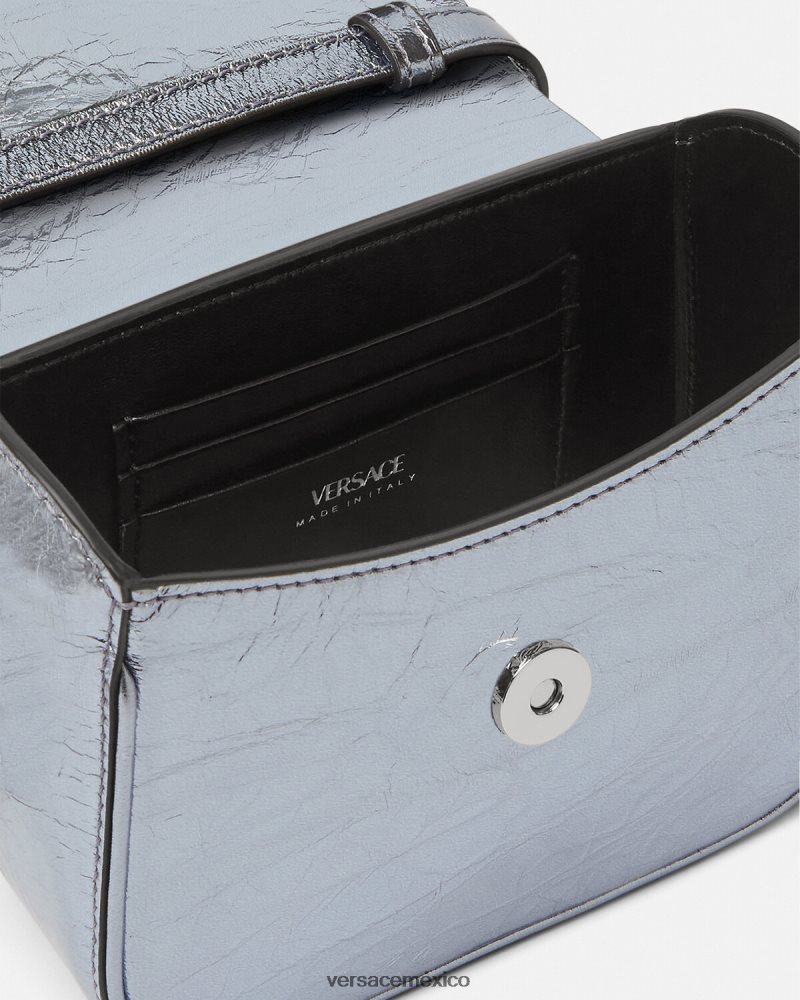 Versace bolso mini metalizado la medusa azul claro bolsas mujer 84626J302
