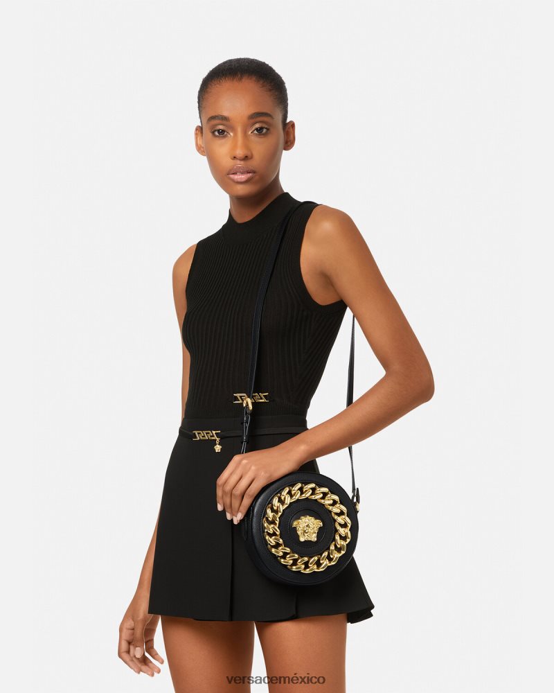 Versace bolso para cámara redondo la medusa negro bolsas mujer 84626J355