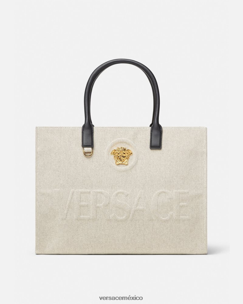 Versace bolso shopper grande con medusa beige bolsas mujer 84626J340