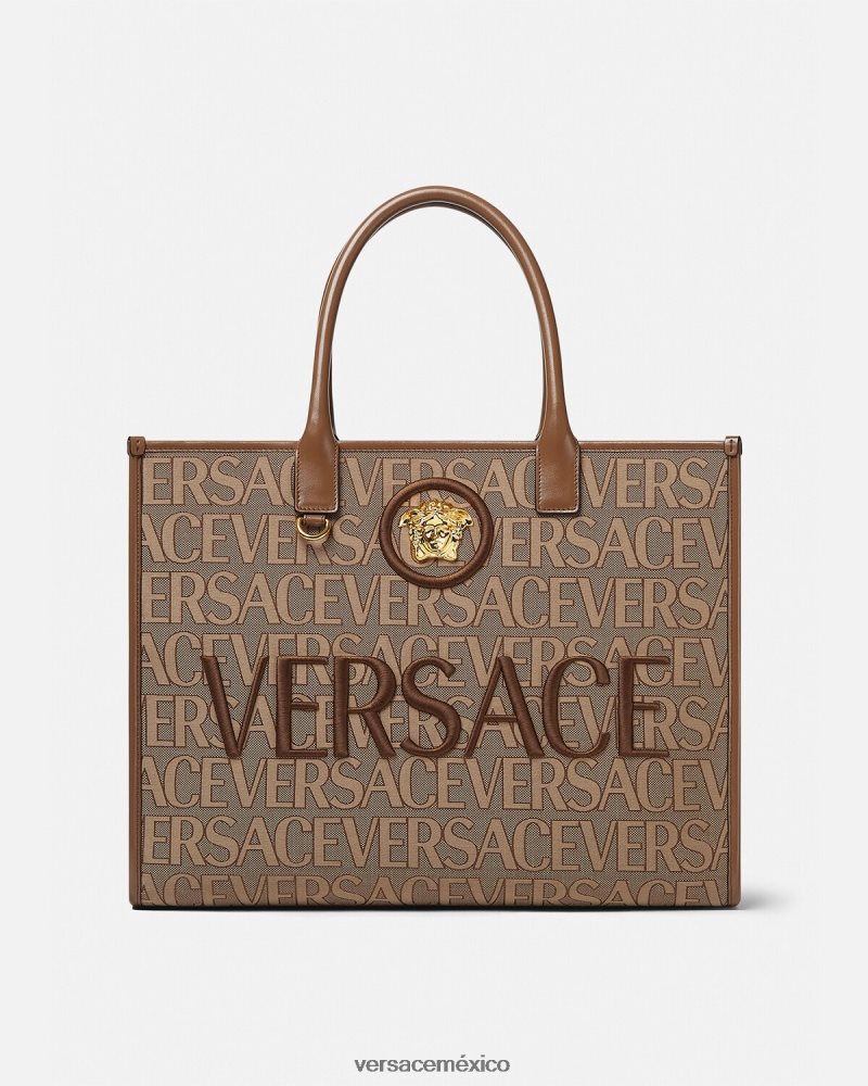 Versace bolso tote grande en toda la prenda marrón bolsas mujer 84626J321