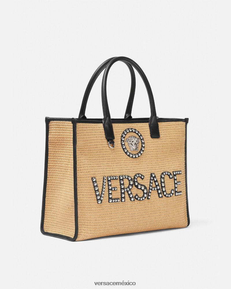 Versace bolso tote la medusa grande con apliques beige bolsas mujer 84626J301