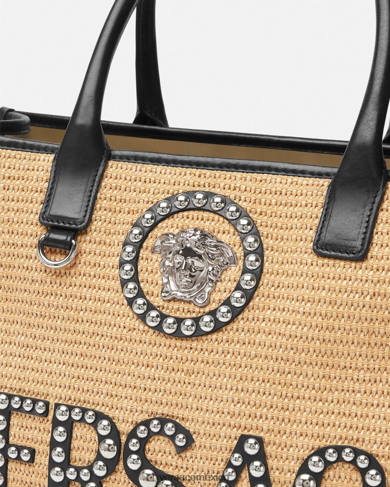 Versace bolso tote la medusa grande con apliques beige bolsas mujer 84626J301