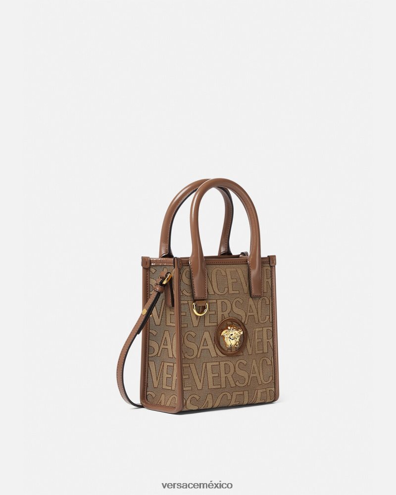 Versace bolso tote mini en toda su extensión marrón bolsas mujer 84626J318