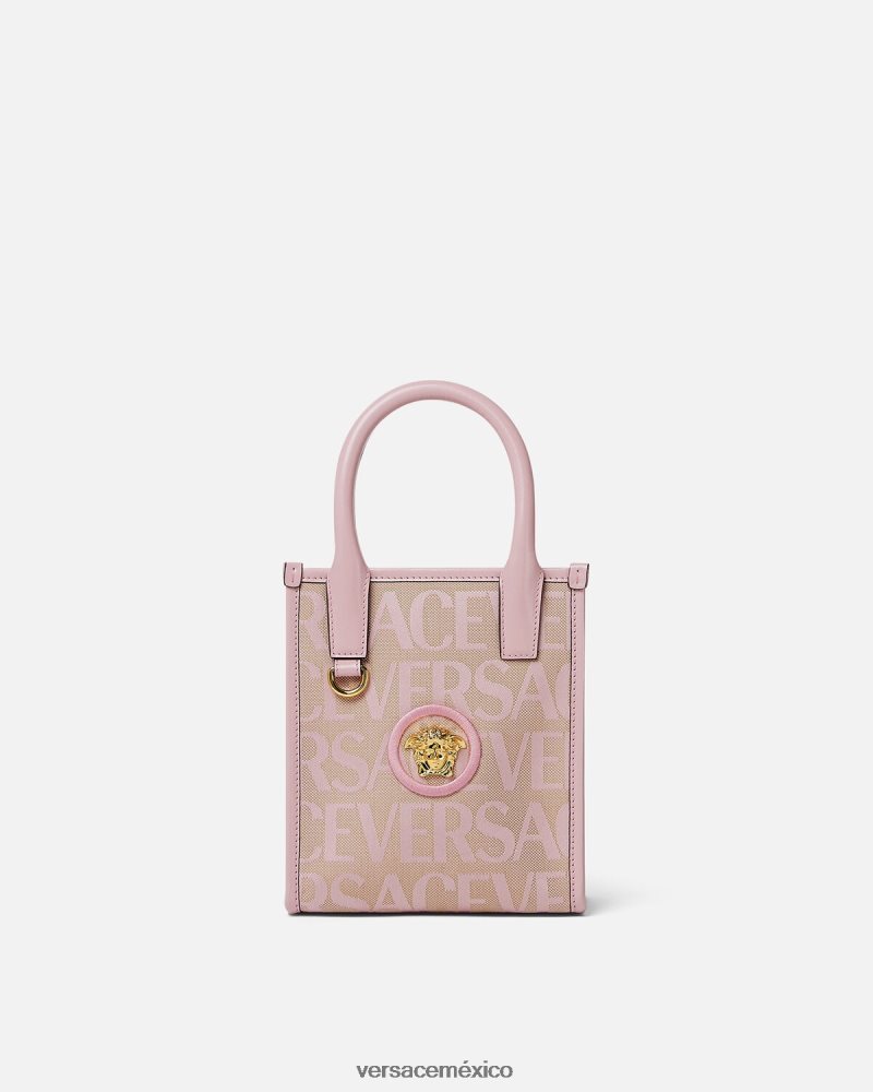 Versace bolso tote mini en toda su extensión rosa y estampado bolsas mujer 84626J319