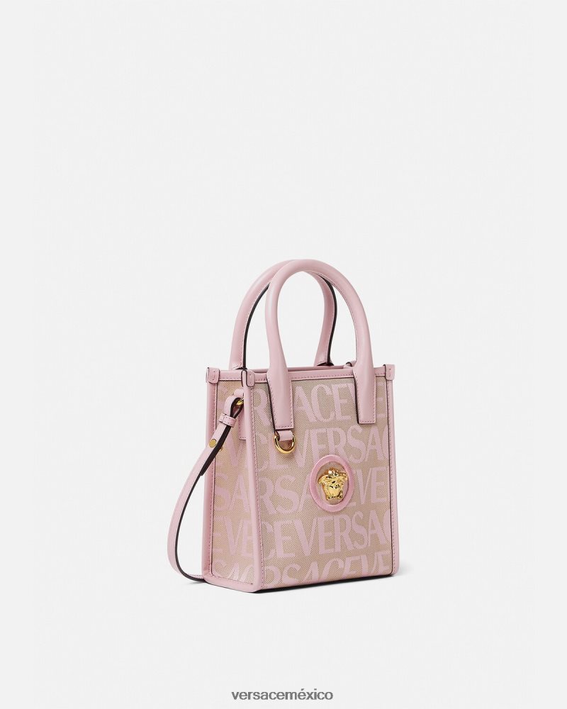 Versace bolso tote mini en toda su extensión rosa y estampado bolsas mujer 84626J319