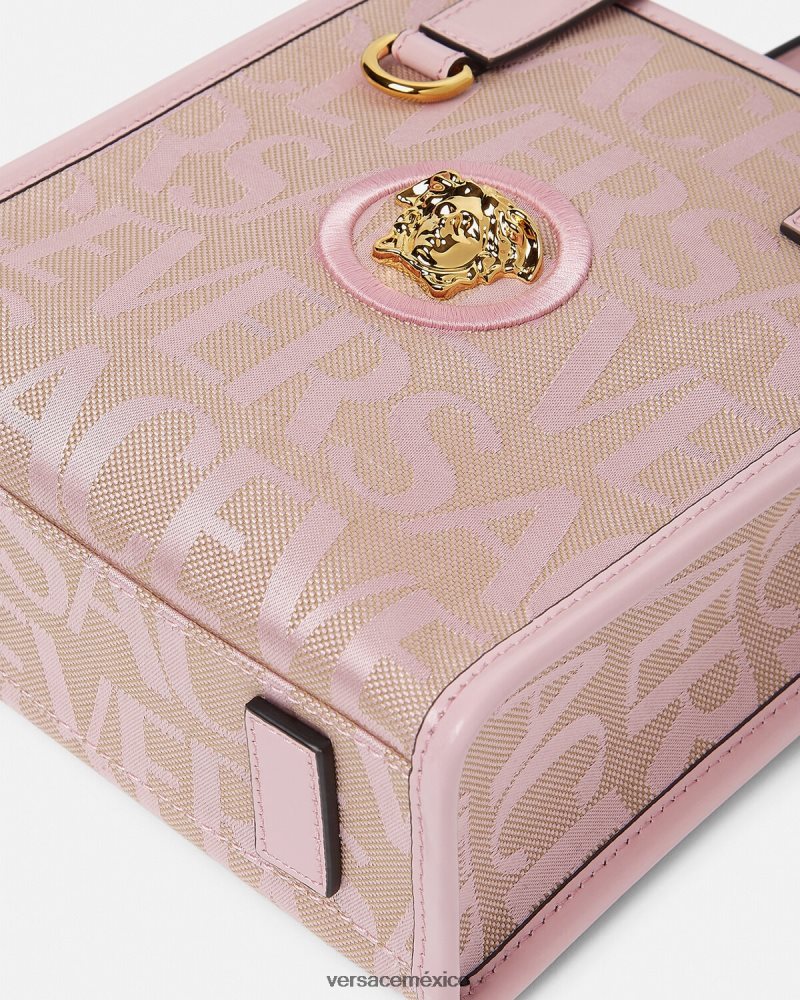 Versace bolso tote mini en toda su extensión rosa y estampado bolsas mujer 84626J319