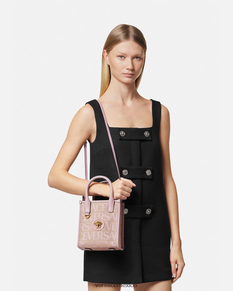 Versace bolso tote mini en toda su extensión rosa y estampado bolsas mujer 84626J319